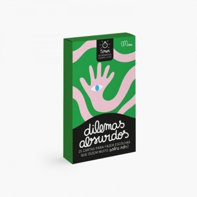 Caixa de jogo verde com ilustração de mão e texto 