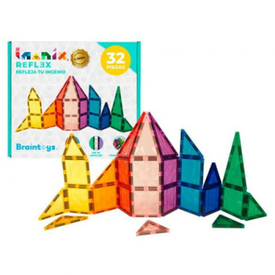 Peças geométricas magnéticas coloridas com caixa do conjunto