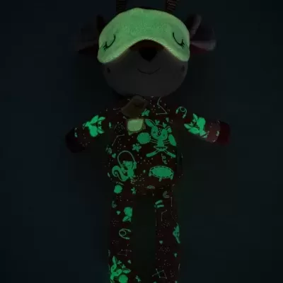 Pijama de criança com padrão luminoso e máscara de dormir verde claro