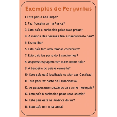 Texto com perguntas sobre um país em caixa laranja