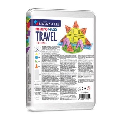 Caixa metálica de conjunto de blocos magnéticos coloridos para construção Magna-Tiles MicroMags Travel Deluxe