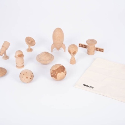 Conjunto de peças de madeira geométricas com saco de pano 'TickiT'