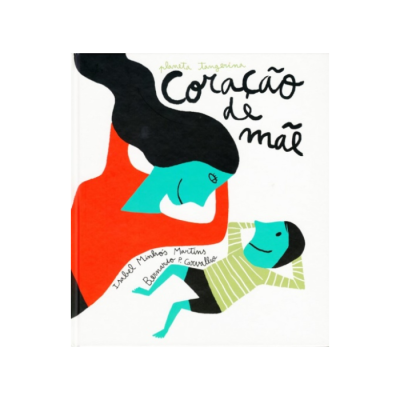 Capa de livro infantil 'Coração de mãe' com ilustrações coloridas de mulher e criança