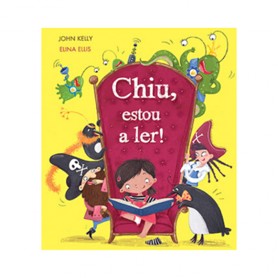 Capa de livro infantil com texto Chiu, estou a ler!