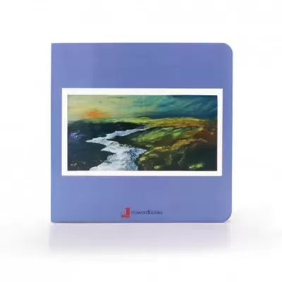 Capa azul com fotografia de paisagem natural e texto nowordbooks