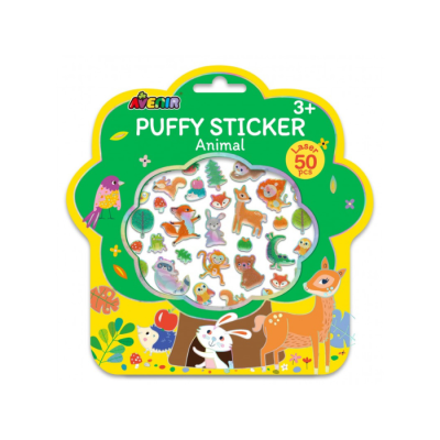 Pacote de autocolantes em relevo animais coloridos para crianças