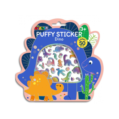 Pacote de autocolantes 3D com figuras de dinossauros coloridos para crianças