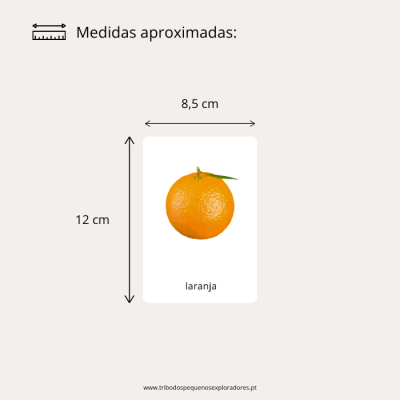 Cartão educativo com imagem de uma laranja e texto laranja
