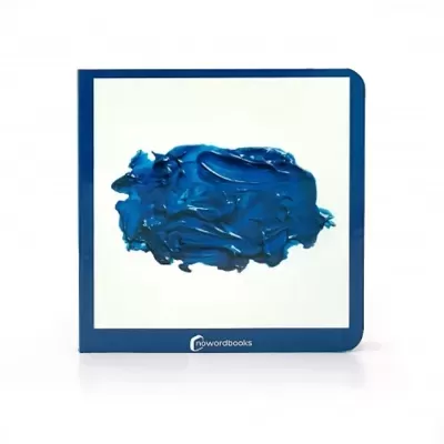 Capa de livro com mancha azul texturada e texto nowordbooks