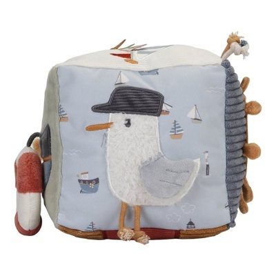 Cubo de tecido macio para bebé com desenho de gaivota pirata e barcos