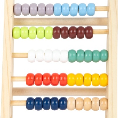 Ábaco de madeira com contas coloridas