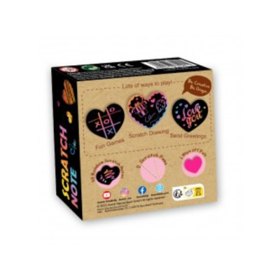 Caixa de papelão SCRATCH NOTE Color com ilustrações de corações e texto