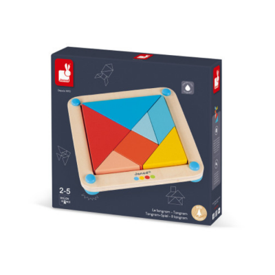 Puzzle de madeira Janod colorido em caixa azul escura