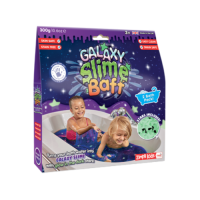Caixa de slime para banho Galaxy Slime Bath com crianças a brincar em banho