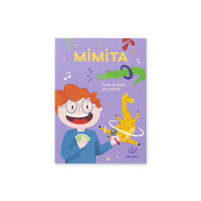 Caixa do jogo MIMITA com ilustrações coloridas e texto em inglês