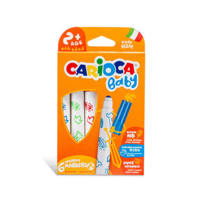 Pack de 6 marcadores Carioca Baby para crianças a partir dos 2 anos