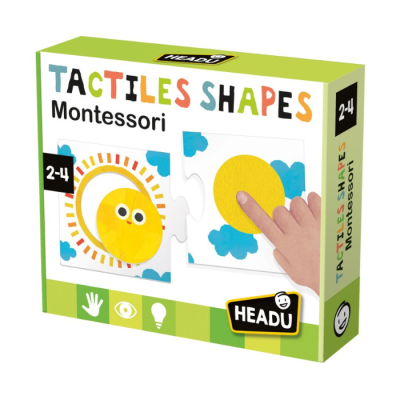Caixa de jogo Montessori TACTILES SHAPES com peças de puzzle táteis para crianças 2-4 anos