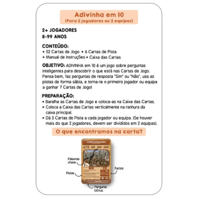 Instruções e descrição do jogo de cartas Adivinha em 10