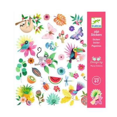 Autocolantes coloridos de flores, insetos, frutas e animais para crianças