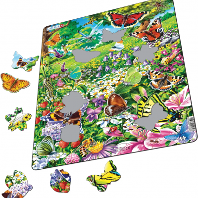 Quebra-cabeças infantil de borboleta colorido com flores e borboletas