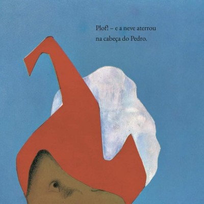 Ilustração com cabeça, forma vermelha e mancha branca e texto em português