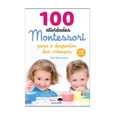 Capa de livro Montessori com crianças e tintas coloridas