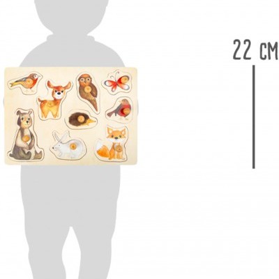 Quebra-cabeças de madeira infantil com ilustrações de animais coloridos