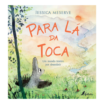 Capa de livro infantil com coelho e paisagem natural colorida