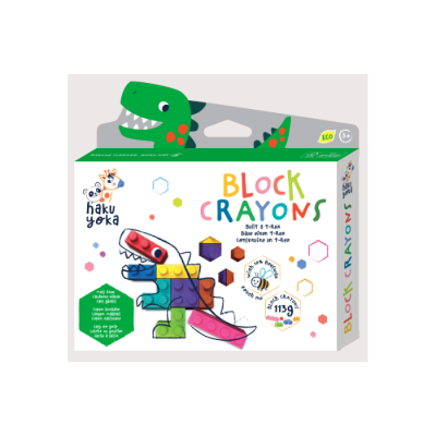 Caixa de lápis de cera Block Crayons com ilustração de dinossauro colorido