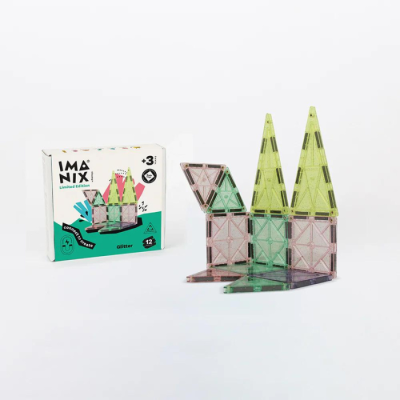 Conjunto de peças magnéticas coloridas e caixa do produto IMANIX Limited Edition