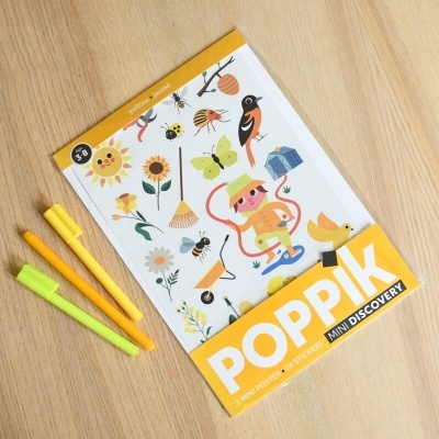 Livro de atividades POPPIK Mini Discovery com marcadores de cor