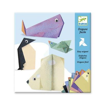 Conjunto de origami fácil Djeco com papéis coloridos para fazer animais