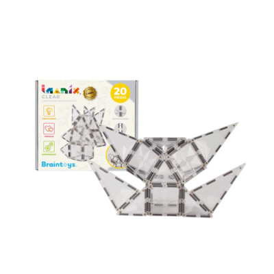 Conjunto de peças magnéticas transparentes com caixa Braintoys