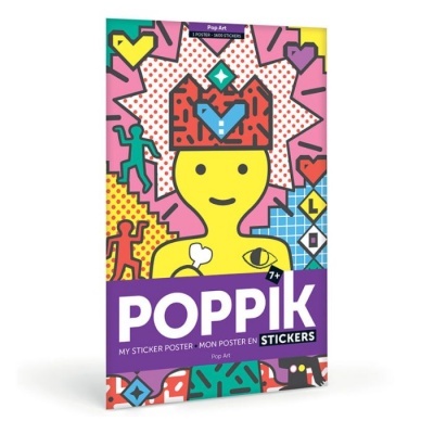 Pacote Poppik de stickers decorativos estilo Pop Art com cores vibrantes e texto em francês e inglês