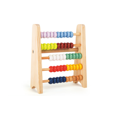 Ábaco de madeira colorido com cinco fileiras de contas