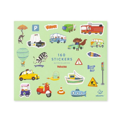 Pacote de autocolantes coloridos de veículos e sinais de trânsito