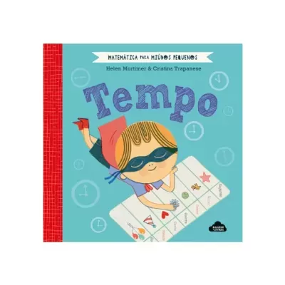 Capa do livro infantil Tempo com ilustração de criança e cartas coloridas