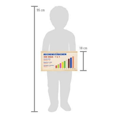 caixa de palitos de contagem coloridos com gráfico de barras na frente