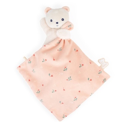 Peluche manta cor-de-rosa com cabeça de ursinho branco