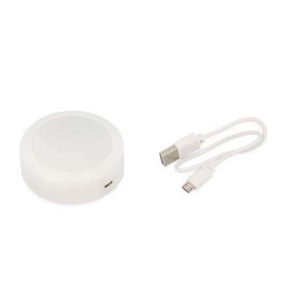 Luz LED circular branca com cabo USB branco