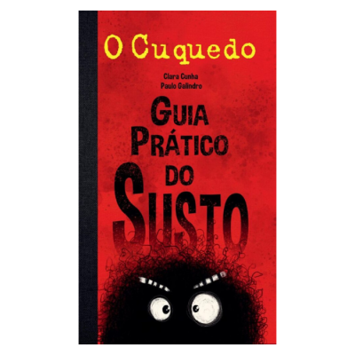 Capa vermelha e preta com título do livro e personagem assustado.