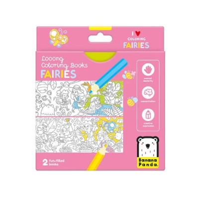 Pack de livros para colorir fadas com capa rosa e ilustrações para colorir