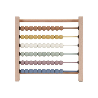 Ábaco de madeira com bolas coloridas