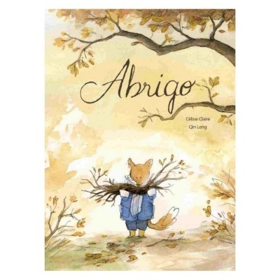 Capa de livro infantil com raposa e texto Abrigo