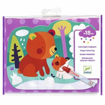 Coloração mágica DJECO com ursos castanhos em capa roxa