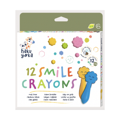 Embalagem de 12 lápis de cera smile crayons coloridos para crianças da haku yoka