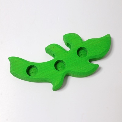 Suporte verde para velas em forma de folha com três cavidades