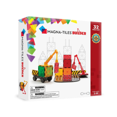Conjunto MAGNA-TILES BUILDER para construção, colorido, 32 peças para idades 3-99