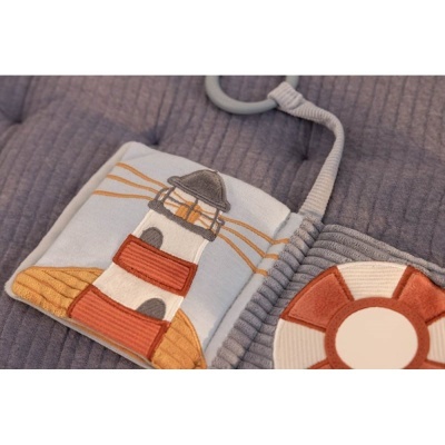 Livro de tecido para bebé com farol bordado e brinquedo circular em tecido