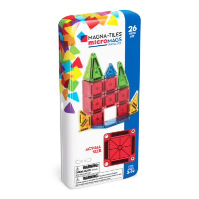 Conjunto MAGNA-TILES micromags com 26 peças coloridas para construção